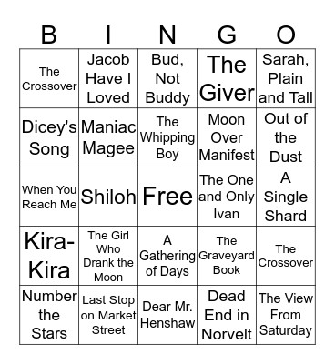 Newbery Bingo  Bingo Card