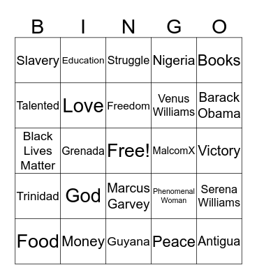 PGTOC Cultural Celebration Bingo Card