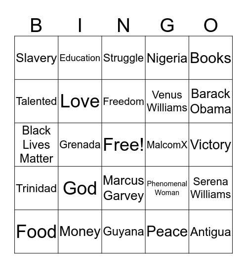 PGTOC Cultural Celebration Bingo Card