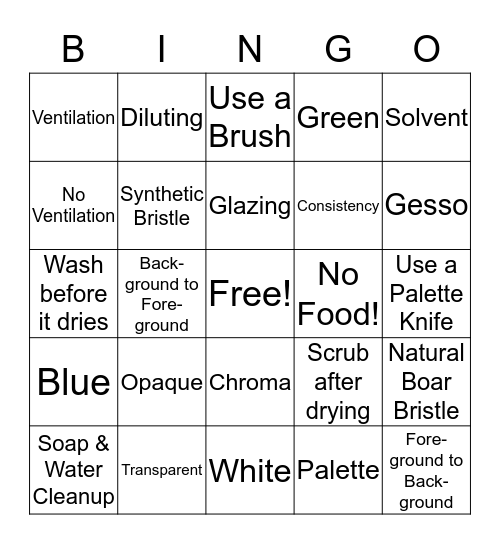 Acrylic Lingo Bingo! Bingo Card