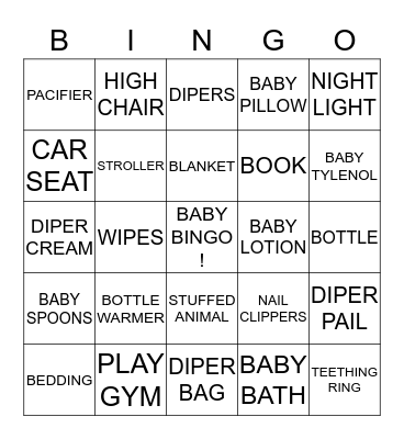 BABY SHOWER  Bingo Card