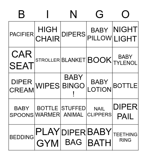 BABY SHOWER  Bingo Card