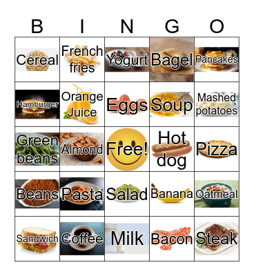 Food Bingo Card