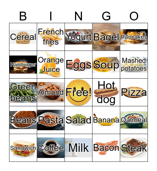 Food Bingo Card