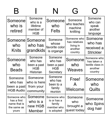 Women of Fiber & Textiles Arts Bingo Card