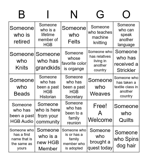 Women of Fiber & Textiles Arts Bingo Card