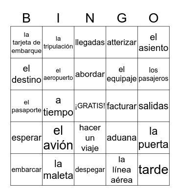 ¡BUEN VIAJE! Bingo Card