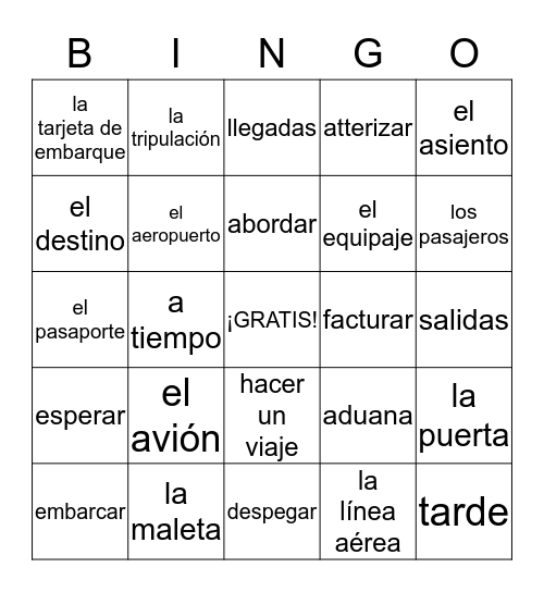 ¡BUEN VIAJE! Bingo Card