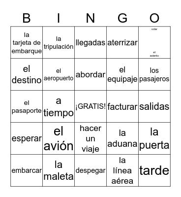 ¡BUEN VIAJE! Bingo Card