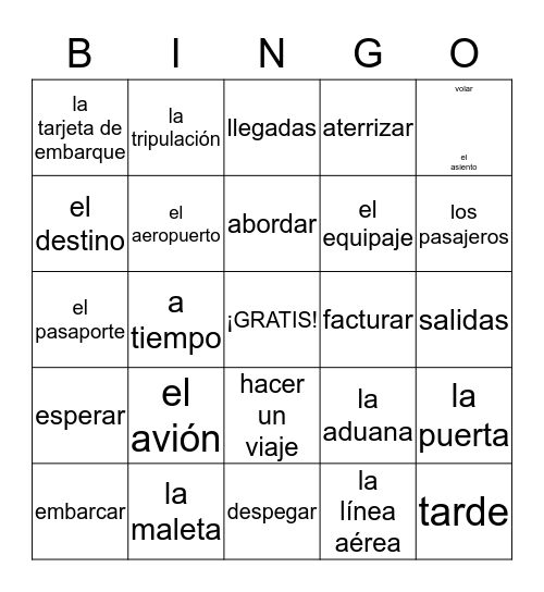 ¡BUEN VIAJE! Bingo Card