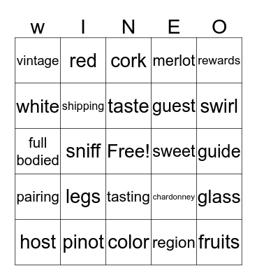 WINE-O Bingo Card