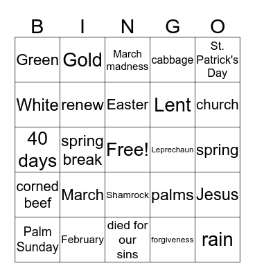 March Bingo Card