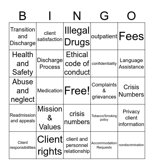 Handbook  Bingo Card