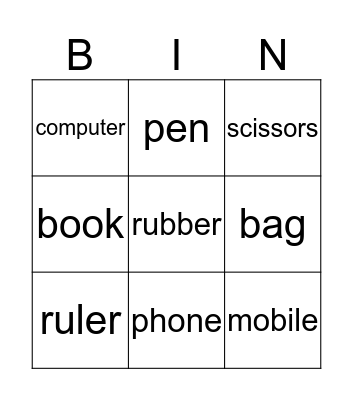 Stationary Bingo Card