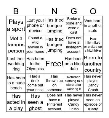 Get To Know You Bingo Card