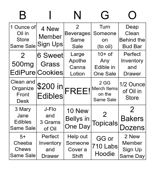 Greenest Green Bingo Card