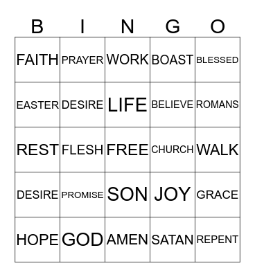 WORSHIP BINGO Card