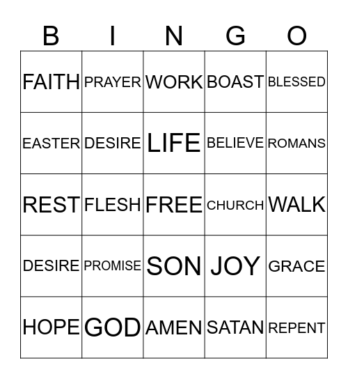 WORSHIP BINGO Card
