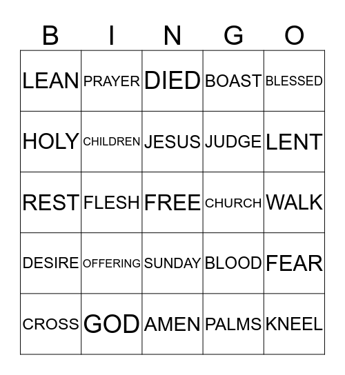 WORSHIP BINGO Card