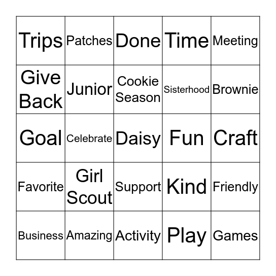 Troop 119 Bingo Card