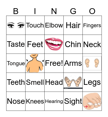 Body Part Bingo Card