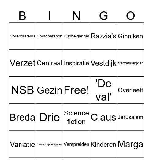 De 2e Wereldoorlog Bingo Card