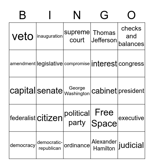 Chapter 9 Vocabulary  Bingo Card