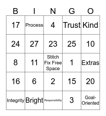 Phizzy Returns Bingo Card
