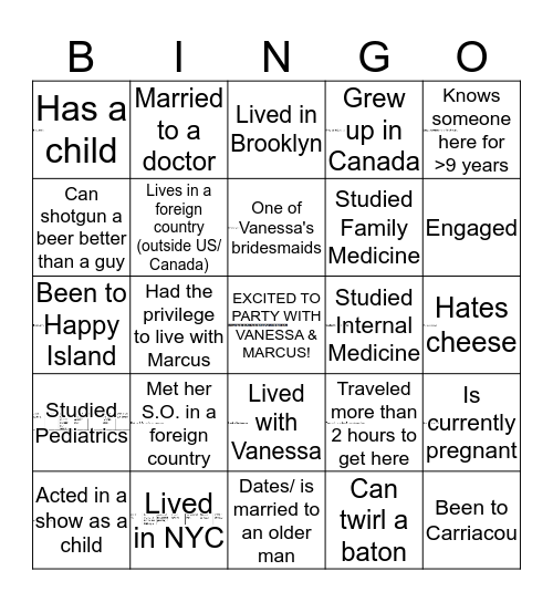 Vanessa's Bachelorette! Bingo Card