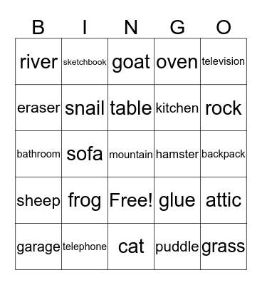 200 Words Bingo Card