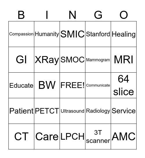 Radiology  Bingo Card