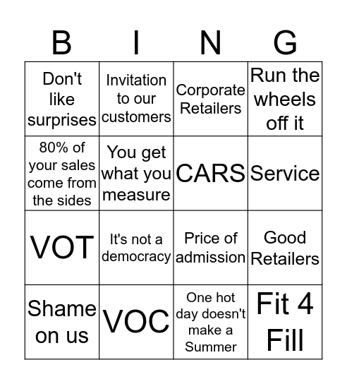 Steve-ism's Bingo Card
