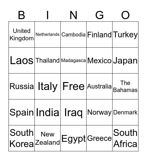 WORLD TRAVEL Bingo Card