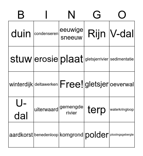 Van Bergen naar de Zee Bingo Card