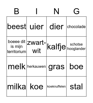 koe Bingo Card