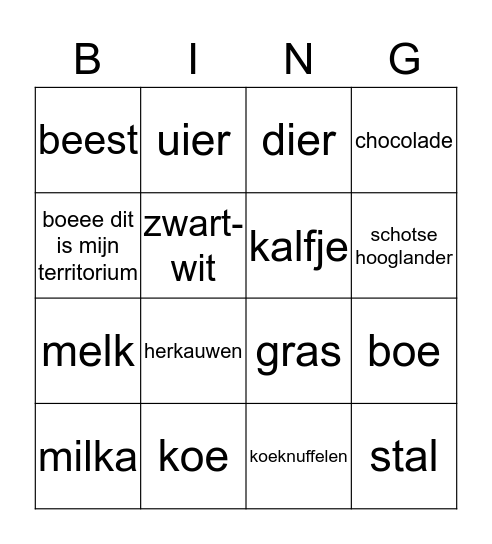 koe Bingo Card