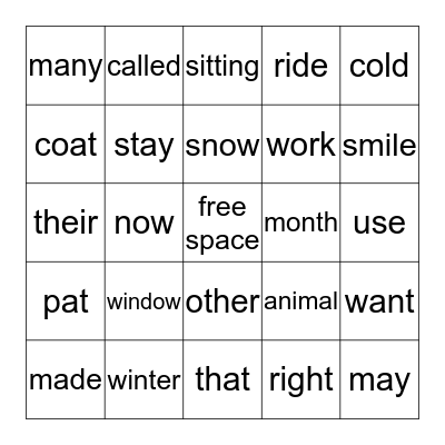 First grade #6 Bingo Card
