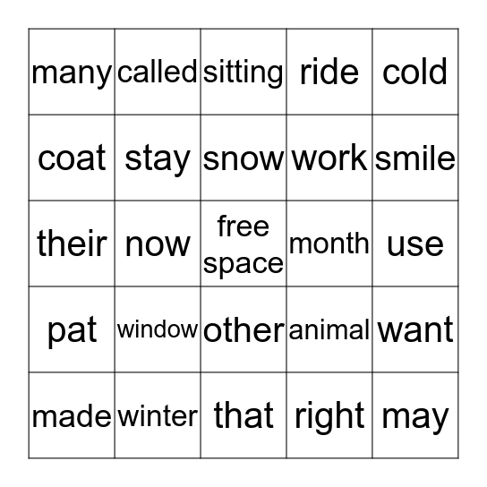 First grade #6 Bingo Card