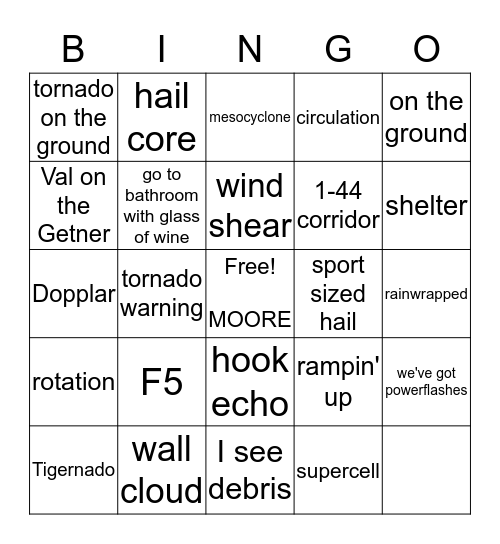 Honest Al's Tornado Bingo Card