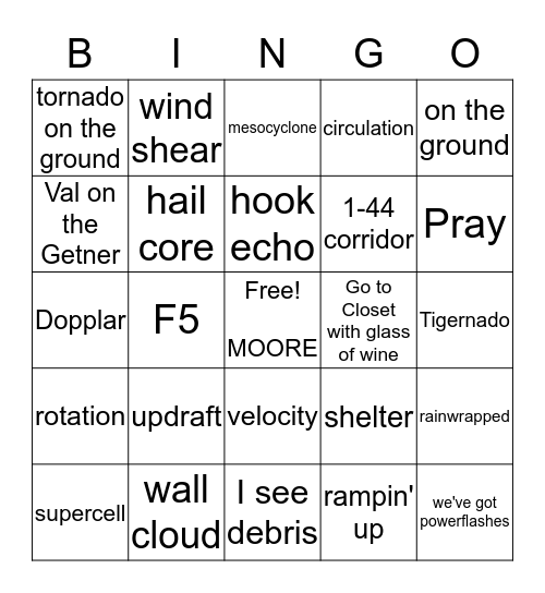 Honest Al's Tornado Bingo Card