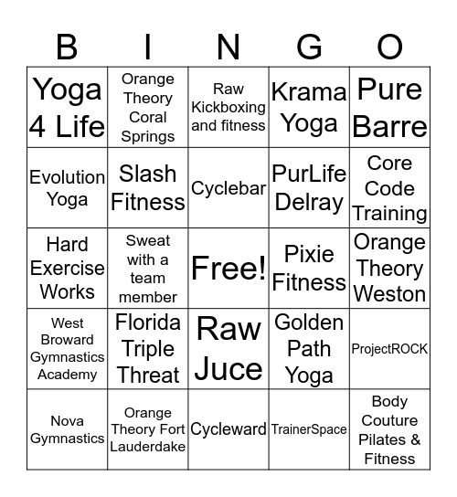 Sweat Strategy  Bingo Card
