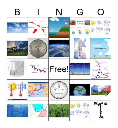 Weather Vocab Bingo Card
