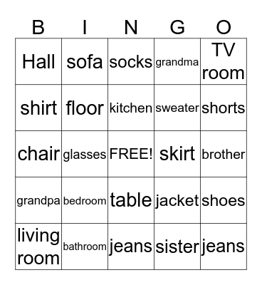 Home Bingo Card