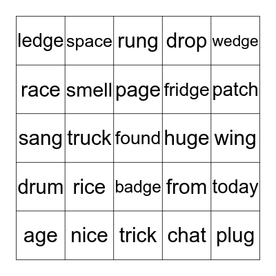 4 in a Row Bingo Card