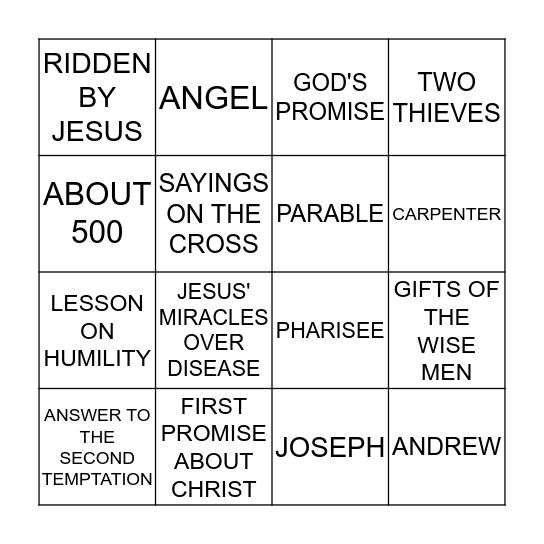 BIBLE BINGO Card