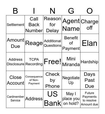 Collections BINGO Card