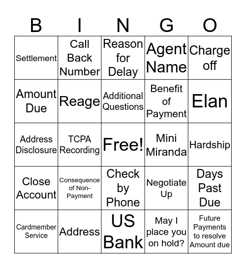 Collections BINGO Card