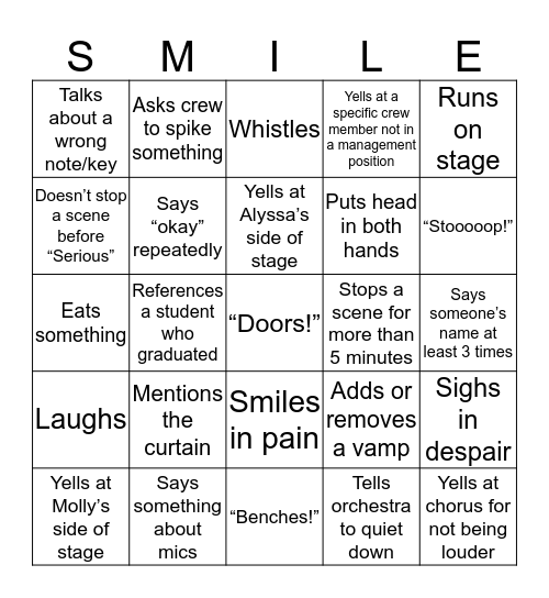 Mr. K Special Bingo Card