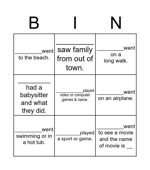 Let's Make Friend File Bin's: Find a friend that.... Bingo Card
