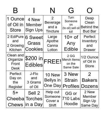 Greenest Green Bingo Card